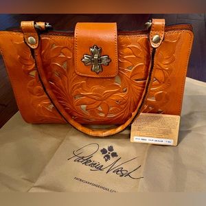 Patricia Nash Rosina Artisan Cut-Out Leather Handbag.